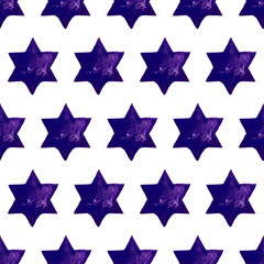 Fototapeta premium Seamless Watercolor Stars Pattern. Magic Festive Background. Hand Drawn Doodle Stars. Baby Design. Abstract Rapport for Wallpaper, Textile, Linen, Wrapping, Posters, Cards, Banner. New Year, Birthday 