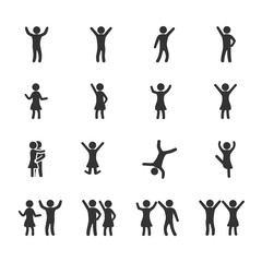 Vector image set of dancing people icons.