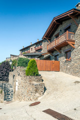 Fototapeta na wymiar Streets with stone houses in Girona in the Pyrenees mountains