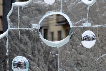 Holes in ice, winter theme