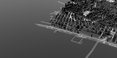 Obraz premium Techno mega city; urban and futuristic technology concepts, original 3d rendering