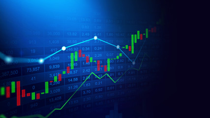 Stock market or forex trading graph in graphic double exposure