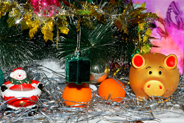 Fototapeta na wymiar christmas decoration with snowman