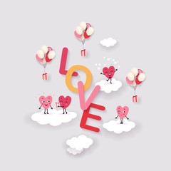 Love and Heart Background for Valentine's Day, Wedding, Engagement, vector