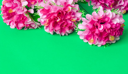 Flowers on a bright background Flat Lay