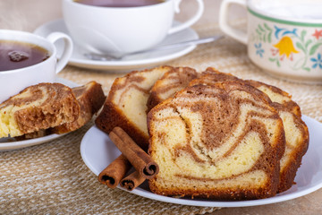 Sliced Cinnamon Swirl Bread on a Plate