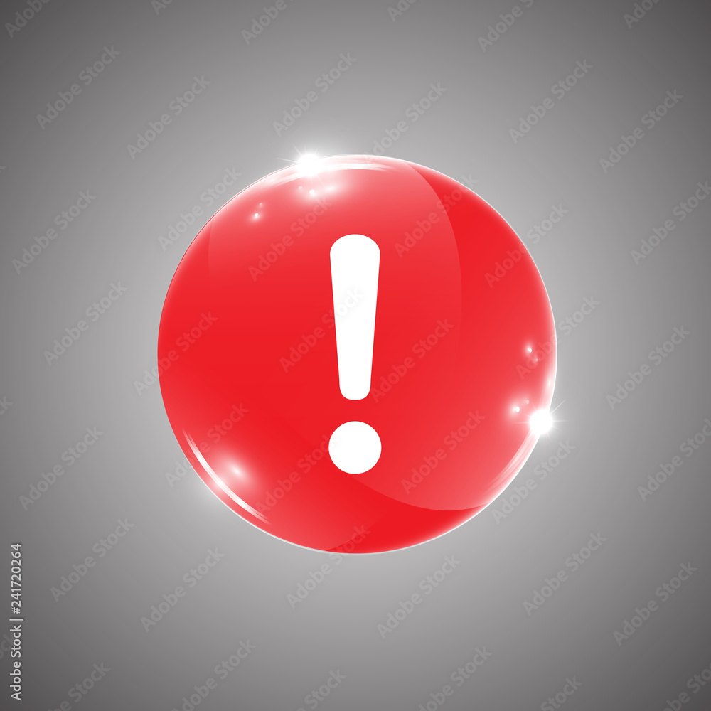 Aufkleber glossy rounded button with exclamation mark
