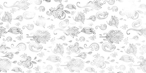 Pattern surface design on white background flowers in line style.