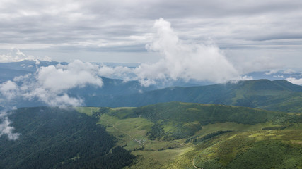 Fototapeta premium Carpathian mountains in summer. Copter shooting