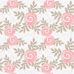 Cute sweet rose seamless pattern.