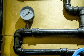 The photo of metal pipes for water supply