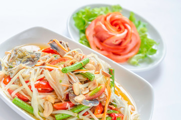 Papaya salad with crabas background or wallpaper.