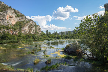 Roski slap.Krka river in Krka National Park. Croatia. Dalmatia