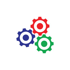 cute three colorful cog dots machine symbol logo vector