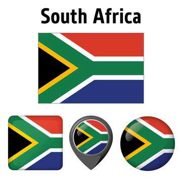 Illustration flag of South Africa, and several icons. Ideal for catalogs of institutional materials and geography