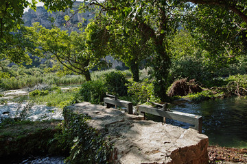Roski slap.Krka river in Krka National Park. Croatia. Dalmatia