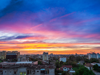 Beautiful color sky in the city landscape