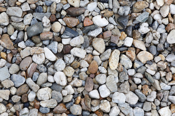 Close-up texture of colorful sea pebbles. Small Rock. Sea background