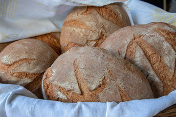 freshly baked bread in a wood oven, South Italy tradition