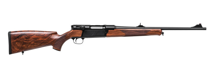 wooden hunting rifle isolated on white