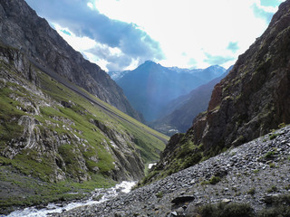 Barskoon Gorge, Beautiful view of the mountains, Kyrgyzstan, Central Asia