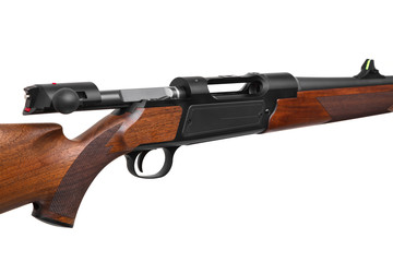 wooden hunting rifle isolated on white