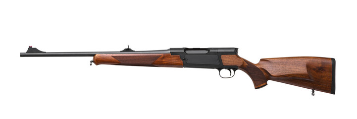 wooden hunting rifle isolated on white