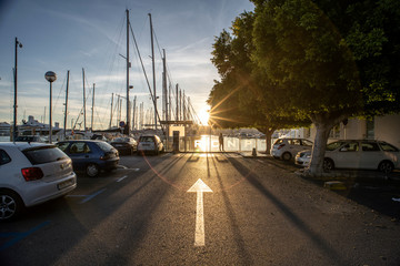 Hafen Sonnenuntergang Pfeil