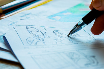 Production for Movie Storyboard drawing creative for movies process pre-production media films...