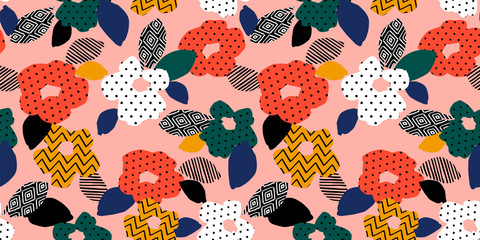 Floral abstract seamless pattern. Vector design for different surfases.