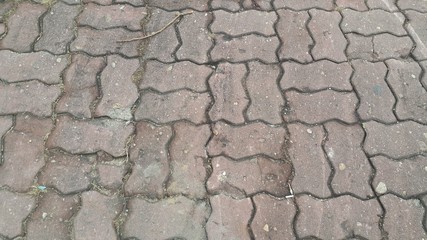 Perspective View of Colorful Brick Stone Street Road