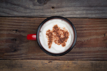 Coffee cup on wooden  background with copy space