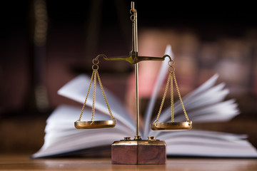 Judges wooden gavel and law Scales