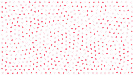 Cute hearts. Background with small hearts. Pattern with small soft pink hearts on white background. Template for greeting card Happy Valentines day, textile design, love concept. Vector illustration.