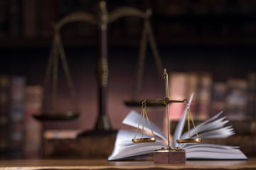 Judges wooden gavel and law Scales