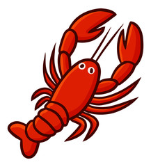 Cute and funny lobster from top view - vector
