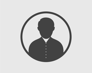Profile Icon . Man symbol with circle shape on Gray Background. 