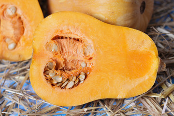 pumpkin on wooden background, halloween