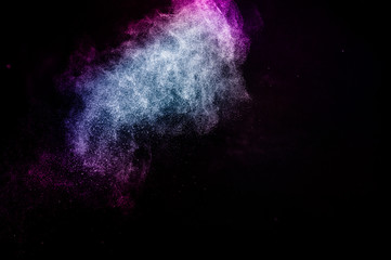 powder of Galaxy and Nebula color spreading for makeup artist or graphic design in black background