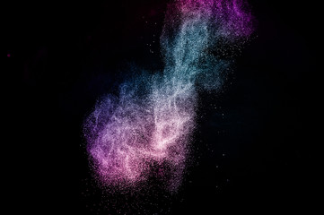 Fototapeta premium powder of Galaxy and Nebula color spreading for makeup artist or graphic design in black background