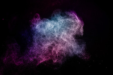 powder of Galaxy and Nebula color spreading for makeup artist or graphic design in black background