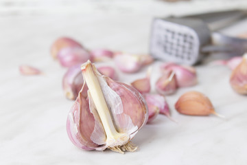 garlic on wooden background