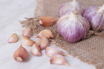 garlic on wooden background