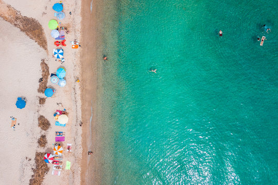 Aerial view of the tropical beach in holiday season