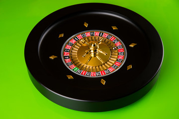 Roulette wheel running in a casino