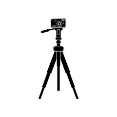 The black icon is a tripod with a camera. All elements are separated from each other and it is possible to change the shape and color.