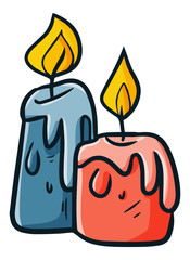 Cute and funny two candles for halloween or other event - vector