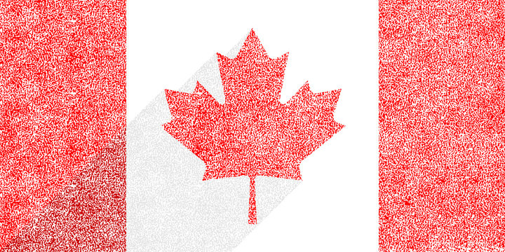 Canadian flag The Maple Leaf in flat long shadow style. To create this image used paint texture. This design graphic element is saved as a vector illustration in the EPS file format.
