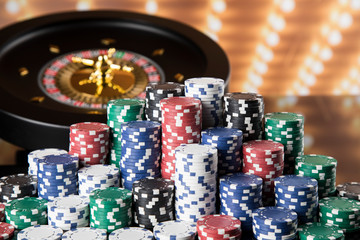 Poker Chips, Casino roulette wheel