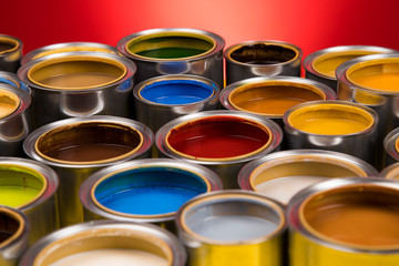 Fototapeta premium Tin metal cans, Painting background